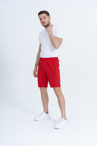Shooter Sportswear Men's Red Summer Shorts Regular Zipper Pocket Embroidery Detail