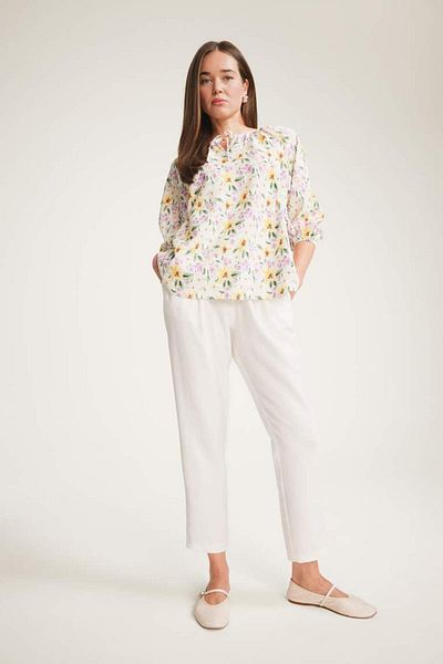 DeFacto New Season Wide Leg Pocket Detailed Flexible Waisted Straight Leg Panwhite Tolon