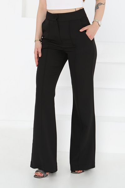 TOFİSA Striped Fabric Trousers Black - 27247