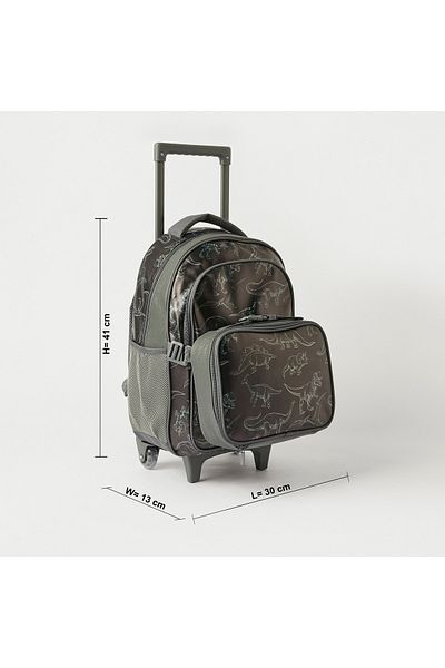 Juniors 3-Piece Dinosaur Print Trolley Backpack Set - 16 inches