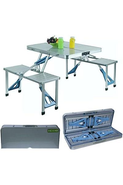 Generic Aluminum Folding Camping Picnic Table With 4 Seats Multipurpose Four Seater Foldable Table, Perfect