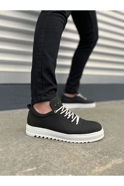 TB Terzi Bey Tb152 Cool Lace-Up Linen Men's Casual Sports Classic Shoes Kbt - Black