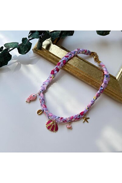 Alice İsstanbul Lilac Knitted Fabric Charm Necklace