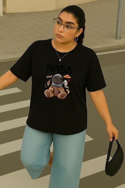 BENROMA In Cart 6 or More Purchases Get 1 T-Shirt as a Gift - Large Size Nasa Teddy Bear Printed Unisex T-Shirt