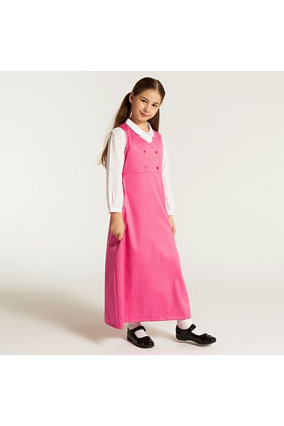 Juniors Solid V-neck Pinafore with Button Detail
