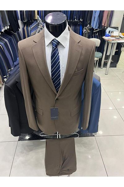 MASSARO Plus Size Suit Light Brown