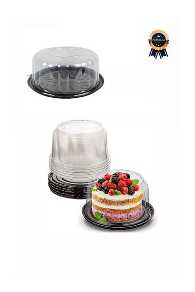figanlar ambalaj 24cm Medium Size Plastic Cake Box Cake Plate with Transparent Lid 10 Pieces