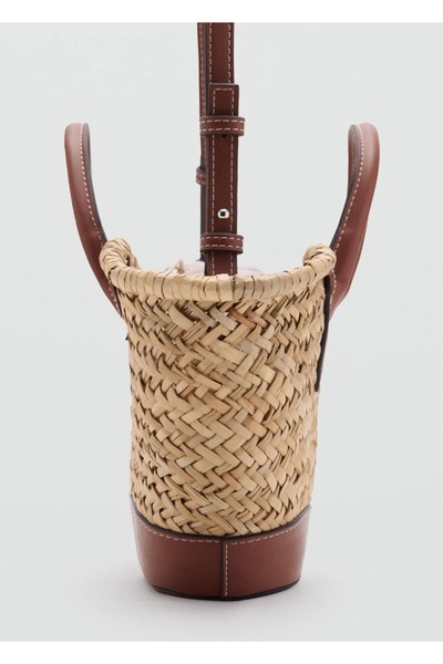 MANGO Woman Small Size Natural Fiber Straw Bag
