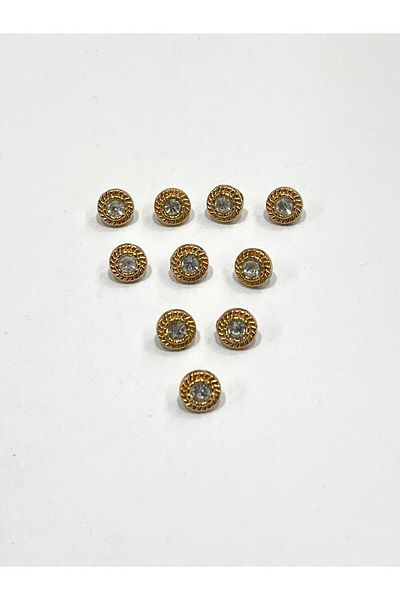 karantuhafiye Stoned Blouse Button / Metal Blouse Button Gold / 10 Pieces /2887/ Model 5