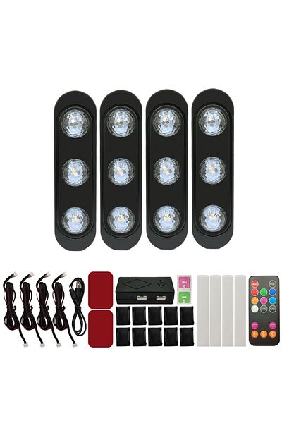 Generic مجموعة إضاءة محيطية داخلية للسيارة Earth Star RGB بمنفذ USB - مصباح LED للتحكم الصوتي
