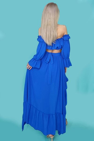 FashionForYou Edith set, skirt and short top, Indigo blue, Universal One Size S/M