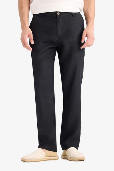 DeFacto New Season 100% Linen Relax Fit Relaxed Cut Straight Leg Summer Trousers