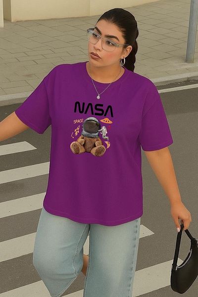 BENROMA In Cart 6 or More Purchases Get 1 T-Shirt as a Gift - Large Size Nasa Teddy Bear Printed Unisex T-Shirt
