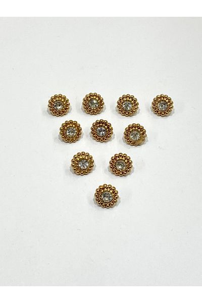 karantuhafiye Stoned Blouse Button / Metal Blouse Button Gold / 10 Pieces /2887/ Model 3