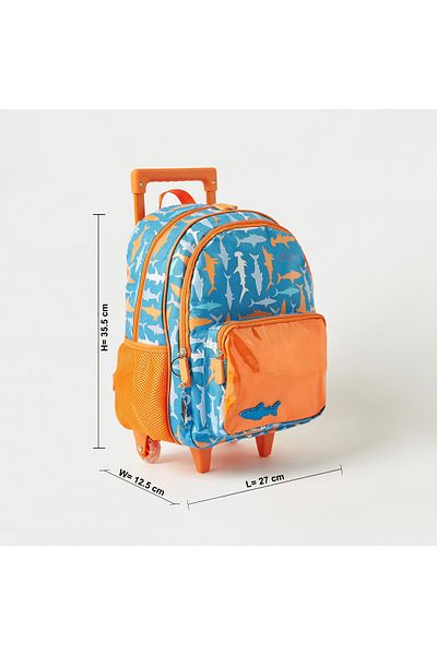 Juniors Printed Trolley Backpack with Retractable Handle - 14 inches