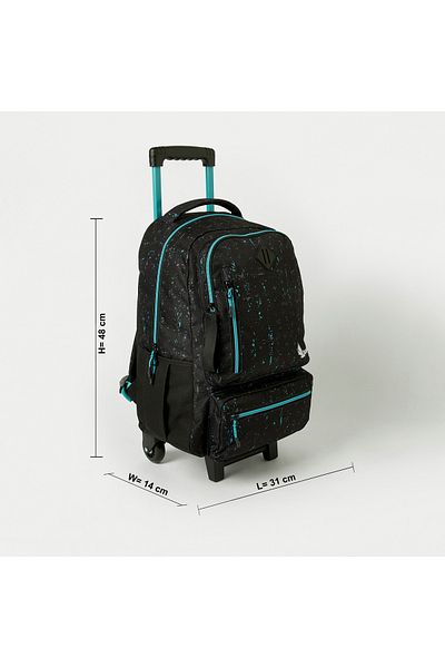 Juniors Printed Trolley Backpack with Wheels and Retractable Handle - 18 inches