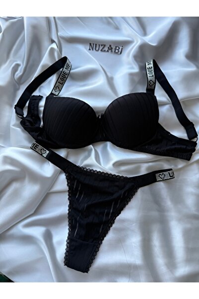 Nuzabi Σετ σουτιέν Helen Black με ραφές και ενίσχυση