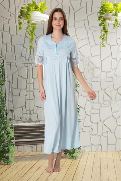 lohusahamile Блакитна мереживна нічна сорочка для вагітних та породіль