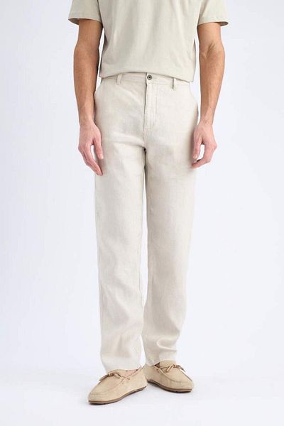 DeFacto New Season 100% Linen Relax Fit Relaxed Cut Straight Leg Summer Trousers