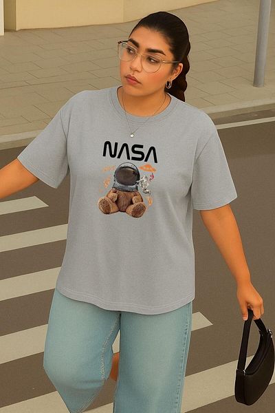 BENROMA In Cart 6 or More Purchases Get 1 T-Shirt as a Gift - Large Size Nasa Teddy Bear Printed Unisex T-Shirt