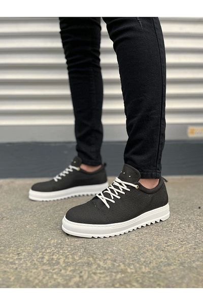TB Terzi Bey Tb152 Cool Lace-Up Linen Men's Casual Sports Classic Shoes Kbt - Black