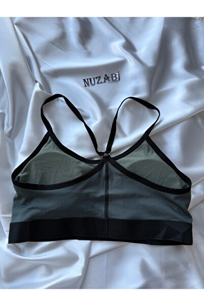 Nuzabi Lola Khaki Cross Thin Rope Strap Sports Bra