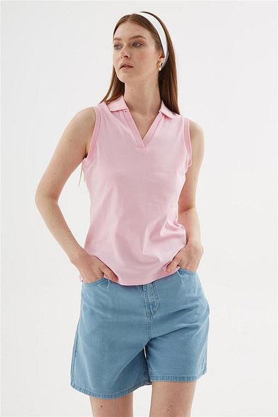 Fashion Friends 25Y0516K1 Γυναικείο αμάνικο μπλουζάκι Polo V-Neck