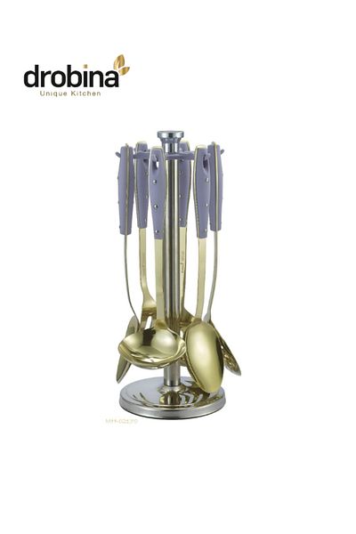 drobina Dropina 7-Piece Stainless Steel Spoon Set, Purple Gold