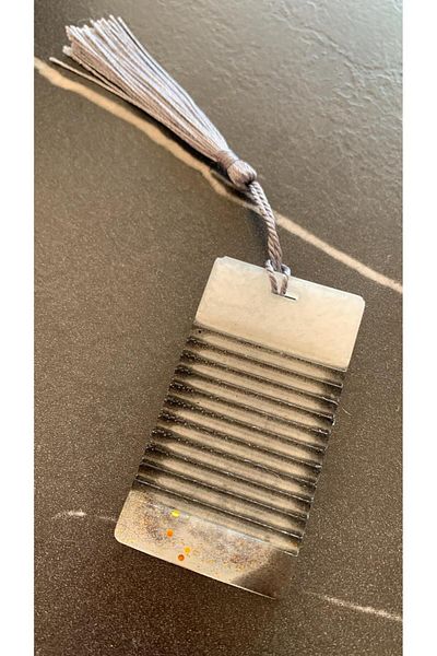 MISS GOLDEN Rectangular Shaped Bookmark Handmade with Black and Gold Glitter Decoration on Transparent Epoxy