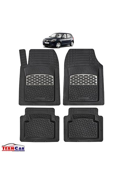 TEAMCAR Covorașe auto tip tavă compatibile cu Dacia Sandero I (2008–2012) - Argintii