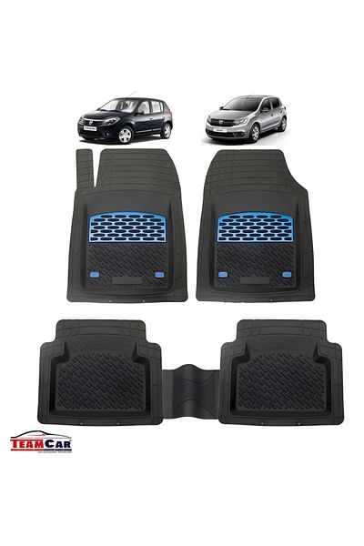 TEAMCAR ® Tray Type Car Mats Compatible With Dacia Sandero, Blue
