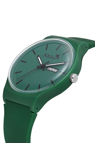 Polo Air Sport Unisex Silicone Cord Day Month Calendar Wrist Watch Dark Green Color Pl-1555B9X