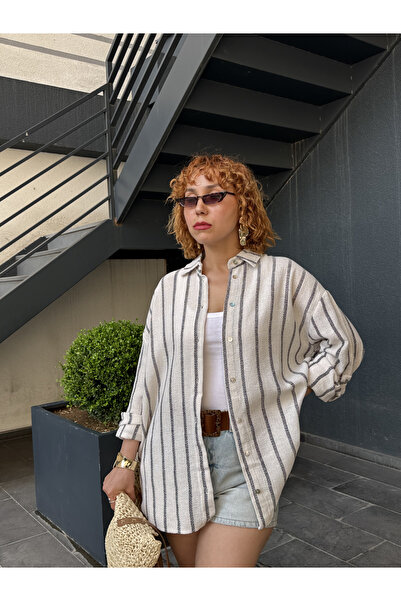 Bak'ap Raw Linen 100% Cotton Striped Linen Shirt