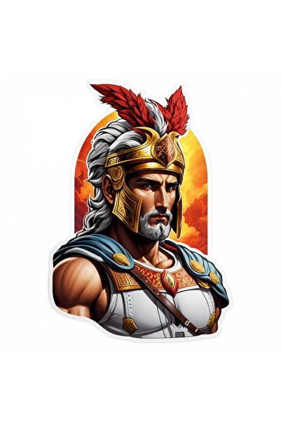 INOVATIX Set de 8 piese, autocolant zeul grec Ares cu cască, INOVATIX®. 6 cm