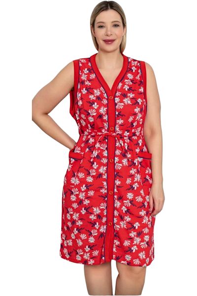 Star Fashion Housewife's cape, kimono robe type, StarFashion, sleeveless, with buttons, navy blue