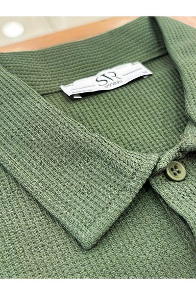 SÜVARİ Μπλουζάκι Polo Collar Polo με μοτίβο βάφλας Cavalry Loose Fit με μαλακή υφή διπλής στρώσης