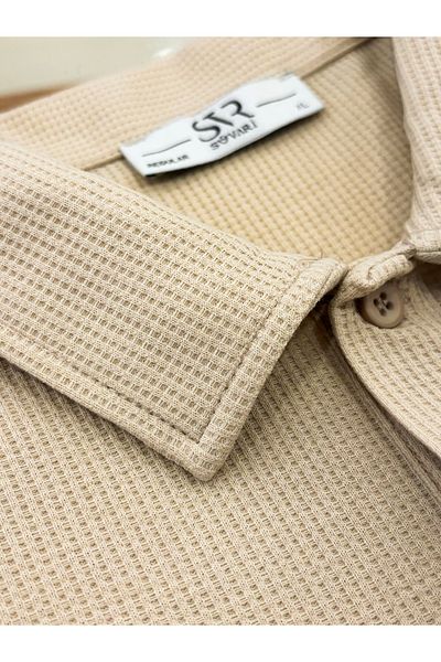 SÜVARİ Μπλουζάκι Polo Collar Polo με μοτίβο βάφλας Cavalry Loose Fit με μαλακή υφή διπλής στρώσης