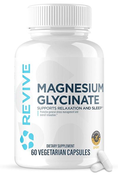 Revive MD Pure Magnesium Glycinate Capsules 200mg High Absorption Supplement for Relaxation & Stress