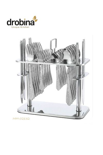 drobina Dropina 30-Piece Stainless Steel Spoon Set with Stand, Silver