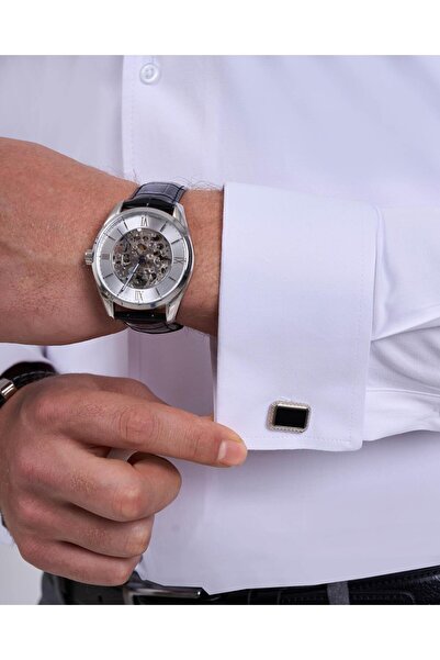 TerziAdemAltun Ανδρικό πουκάμισο λευκό T11956 με λεπτή εφαρμογή ιταλικού στυλ