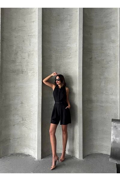 TB Terzi Bey Collared Shorts Jumpsuit