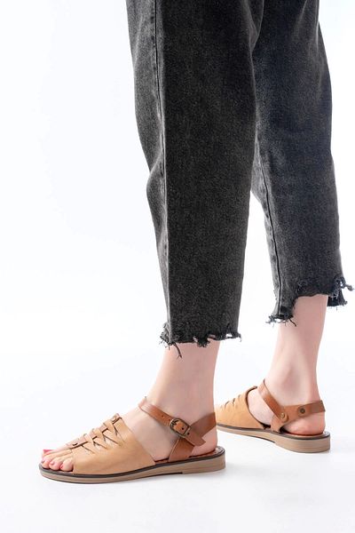 TB Terzi Bey 205-029 Beige Orthopedic Genuine Leather Women's Sandals