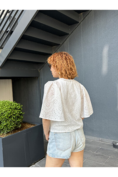 Bak'ap Bluză de cămașă cu mâneci balon brodate premium