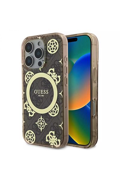 Guess Gold Brown Clear Case for iPhone 16 Pro Max - Original Stylish Design with MagSafe Support from Cg Mobile