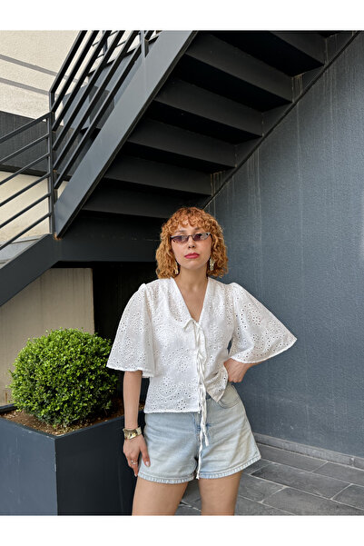 Bak'ap Bluză de cămașă cu mâneci balon brodate premium