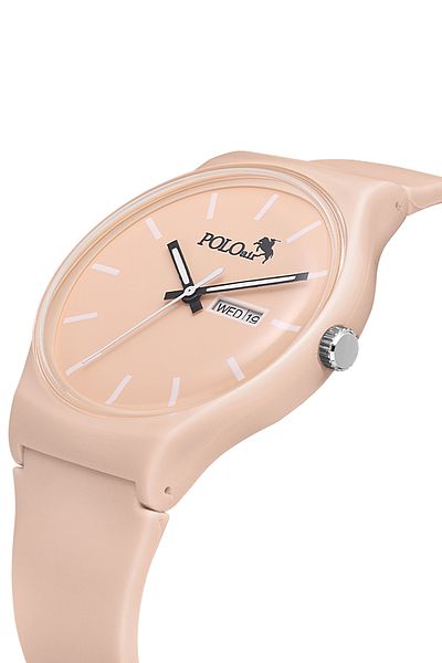 Polo Air Sport Unisex Silicone Cord Day Month Calendar Wrist Watch Beige Color Pl-1555B11X