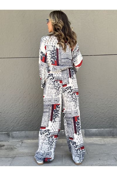 Leila Mix Patterned Double Kimono Set