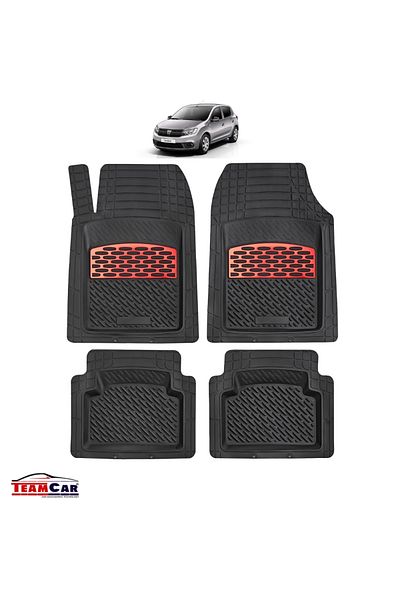 TEAMCAR Covorașe auto tip tavă compatibile cu Dacia Sandero II (2012–2020) -roșu