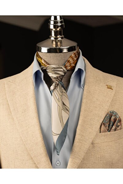 TerziAdemAltun Italian Style Slim Fit Pointed Collar Men's Single Jacket Beige T13932