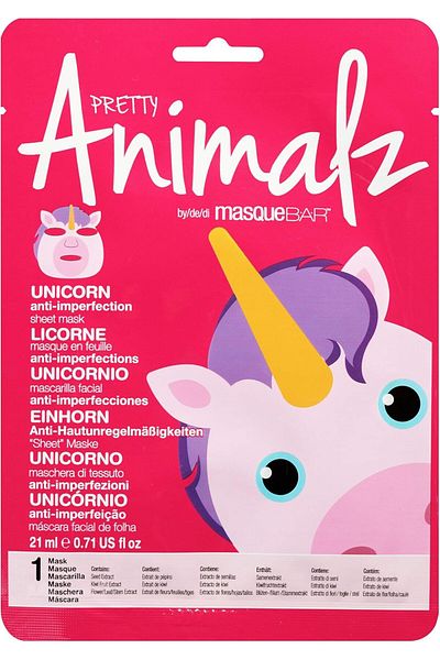 MasqueBAR Pretty Animalz Anti-Imperfection Sheet Mask - Unicorn